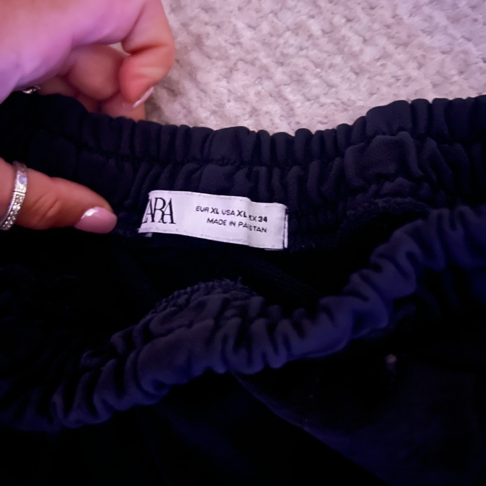 ZARA Black Gathered Waist Trousers